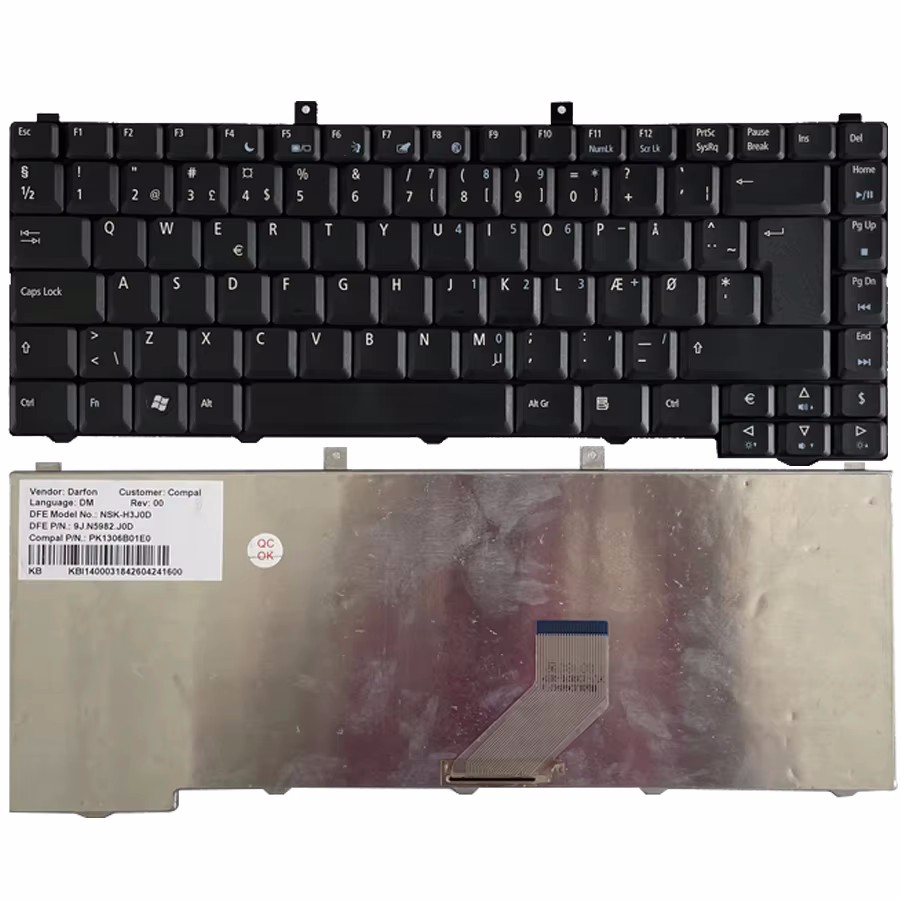 Picture of Oraginal New Denmark Language For Acer Aspire 3100 3600 5100 5600 Black Laptop Keyboard PK1306B01E0