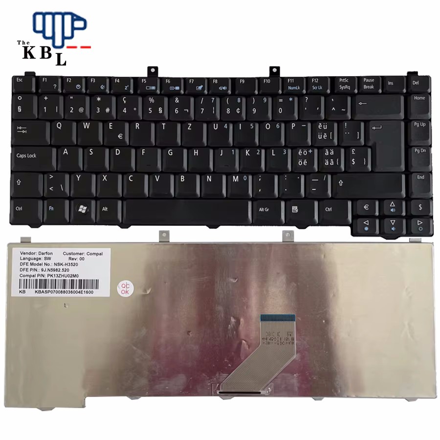Picture of Oraginal New Swiss Language For Acer Aspire 3100 3600 5100 5600 Black Laptop Keyboard PK13ZHU02M0