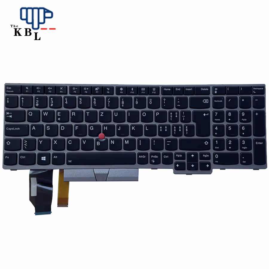 Picture of Original New 9502 For Lenovo ThinkPad Swiss Language E580 E585 E590 E595 T590 P53S L580 L590 P52 P72 P53 P73 Backlit Laptop Keyboard (Silver Frame) SN20P35575  1PE544