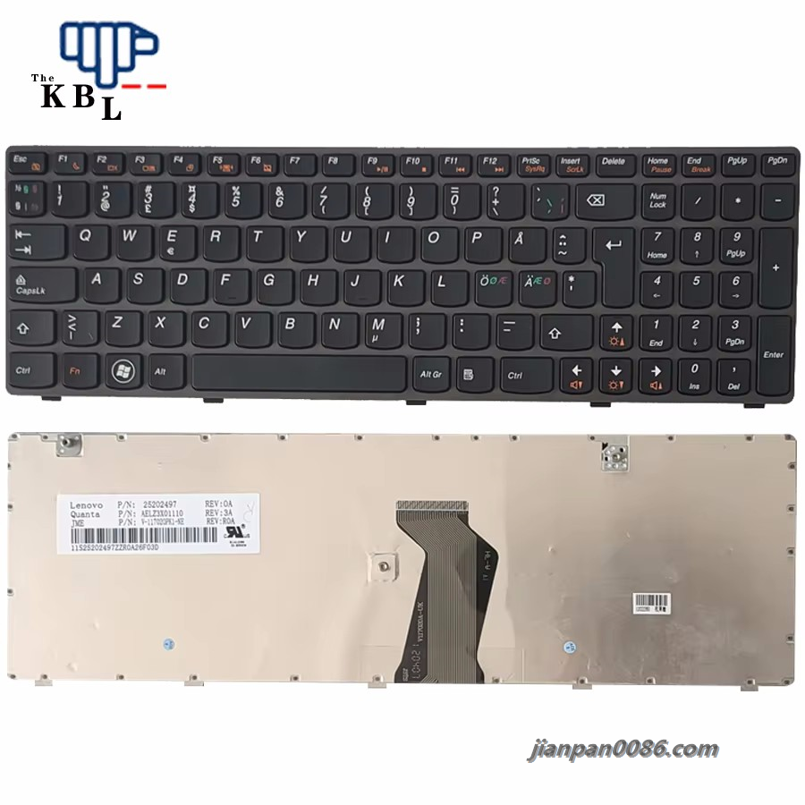 Picture of Original New Norway Language For Lenovo Ideapad G580 Z580A G585 Z585 G590 N580 N581 N585 0 P585 Black Laptop Keyboard 6P6451