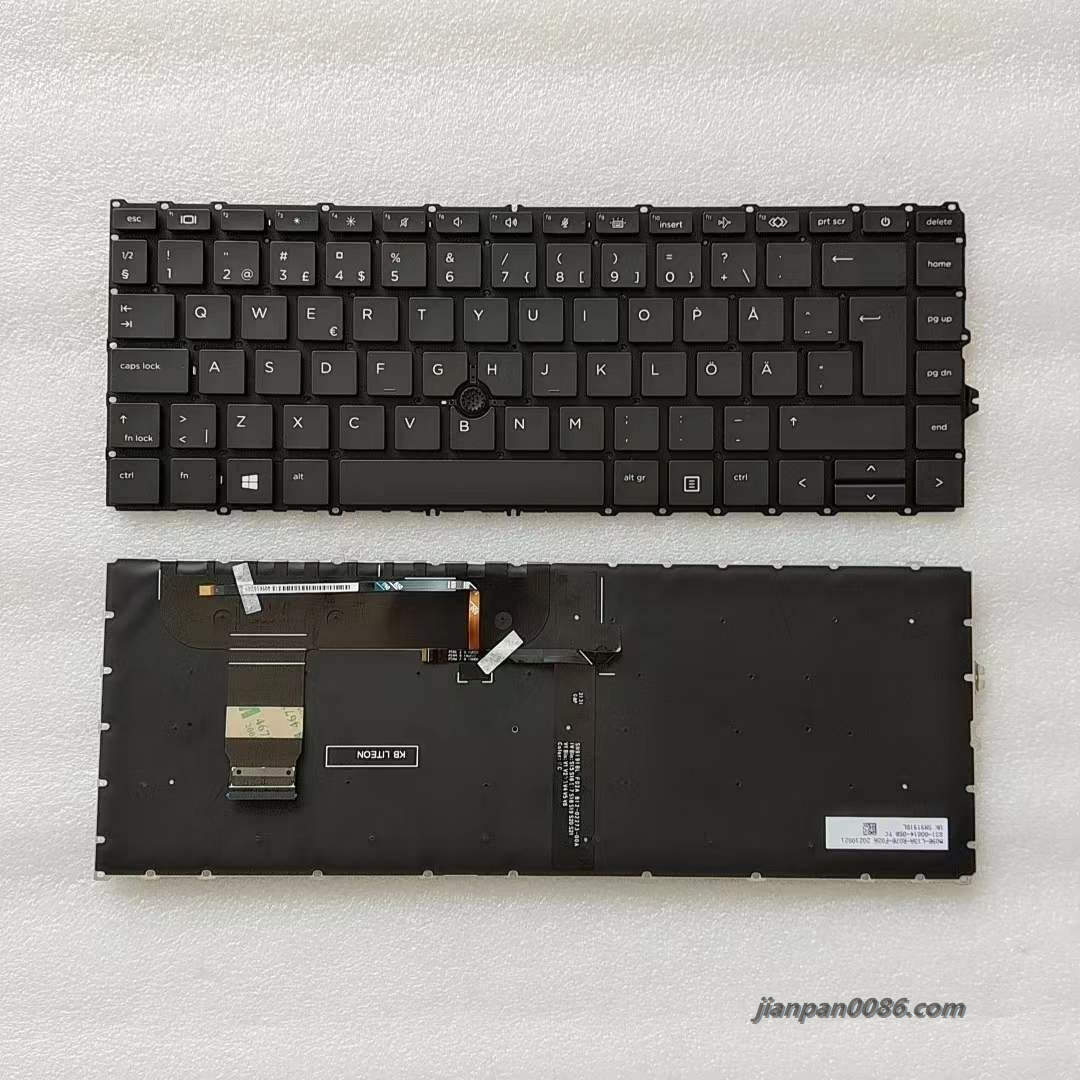 Picture of Original New Sweden SO Layout For HP 840 G7 Original Laptop Backlit Keyboard SG-A2140-2SA SN9191BL2 40PTDH8052