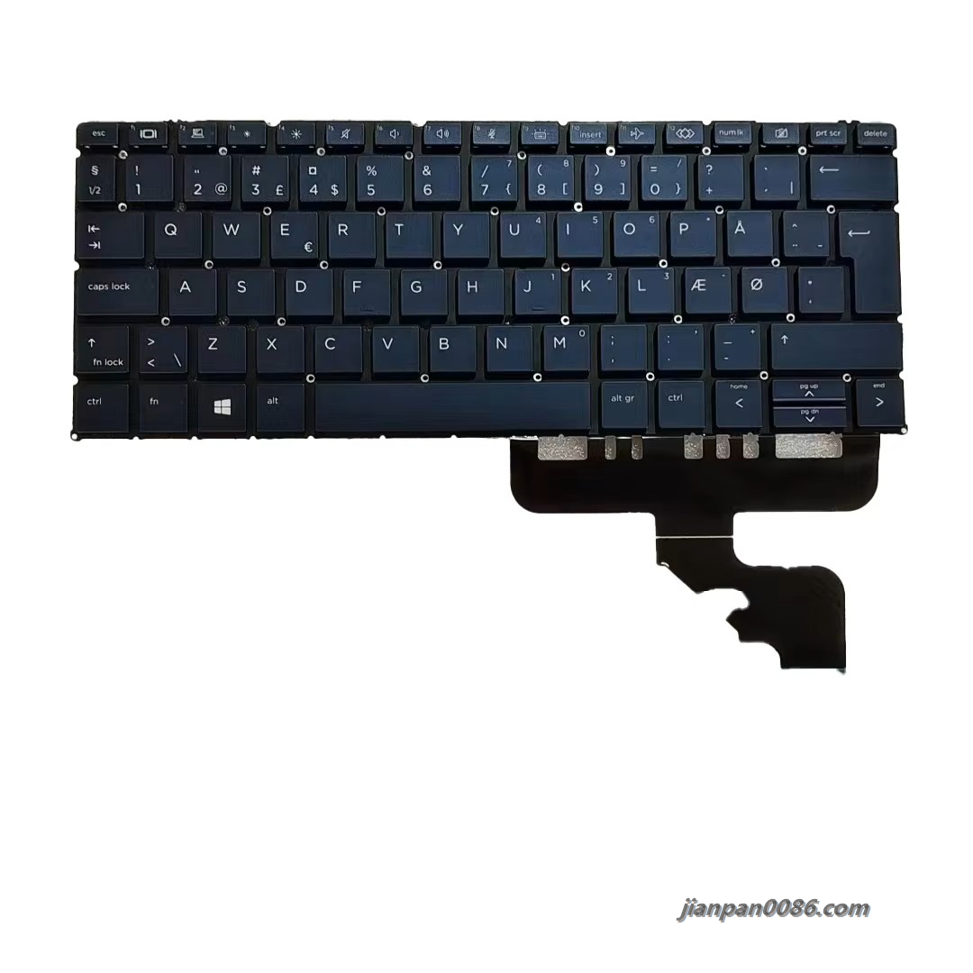 Picture of Original New Danish Language For HP ELITE Dragonfly G2 Blue Backlight SN9181BL9 SG-A4810-27A 160PA612 19077