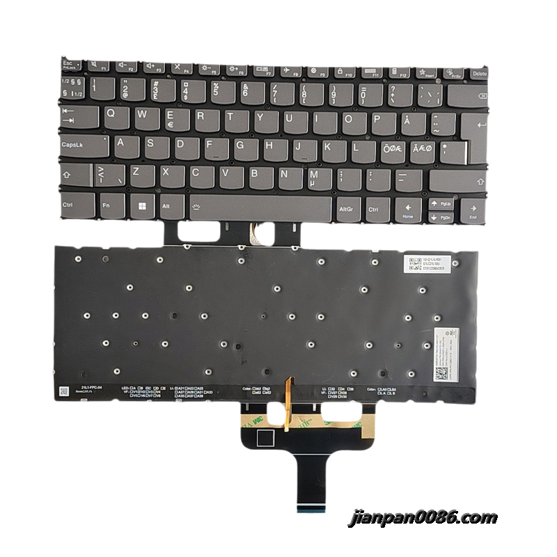 Picture of Original New DENMARK Language For Lenovo Yoga Pro14S Gray Backlit Laptop Keyboard LCM21L16DNJ686 SN21F91100 PK132E51A19 C376