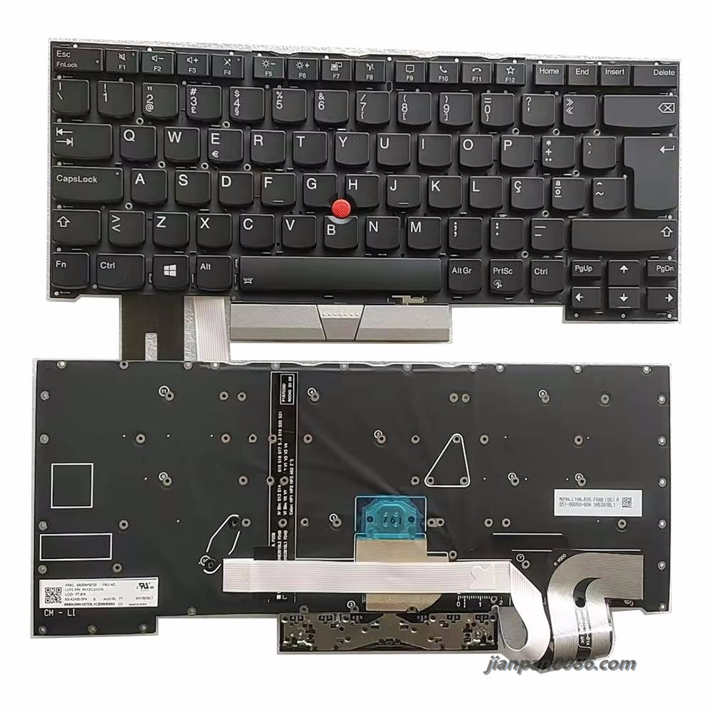 Picture of Original New Portugue Layout For Genuine Lenovo Thinkpad E480 T480S L480 T490 E490 T495 L380 L390 Yoga L490 P43s Backlight Laptop Keyboard
