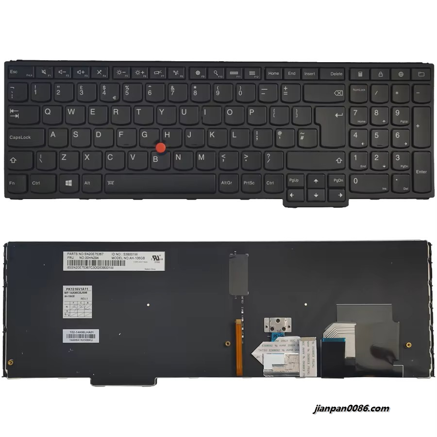Picture of Original New UK Language For IBM Thinkpad YOGA 15 Black Backlight With Point Stick Laptop Keyboard PK1316V1A11 45P7776
