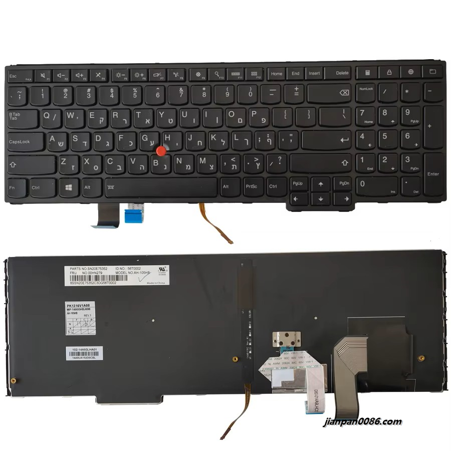 Picture of Original New Hebrew Language For IBM Thinkpad YOGA 15 Black Backlight With Point Stick Laptop Keyboard PK1316V1A08 5P3228