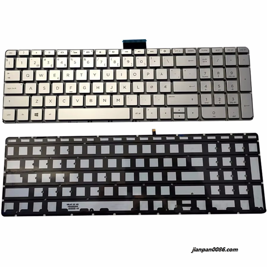 Picture of Original New Norway Language For HP Pavilion 15-AB Silver Laptop Backlight Keyboard 2B-BAR13I600 5PTDH3558