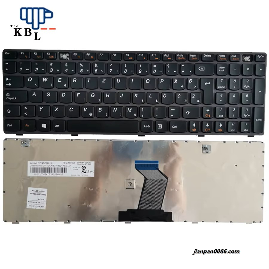 Picture of Original Lenovo ideapad G580 Z580A G585 Z585 G590 Z580 G580A N580 N581 N585 N586 P580 P585  YU  Language Coffee Brown laptop keyboard FRU 25202474 T4B8-BUL