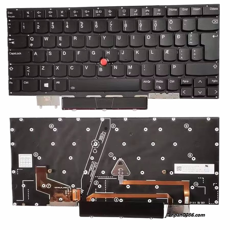 Picture of Original New Iceland Language For Lenovo ThinkPad X1 Carbon 9TH 2021 Black Backlit Laptop With Pointer V201220Ak1 30PTDH6033