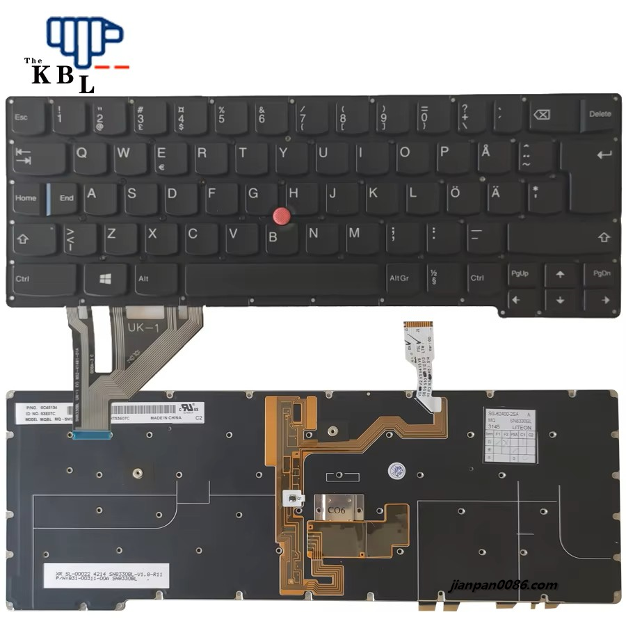 Picture of Original New Sweden Language For Thinkpad X1 Carbon Gen 2 2nd 2014 Black Backlight WIth Point Stick Laptop Keyboard SG-62400-2SA