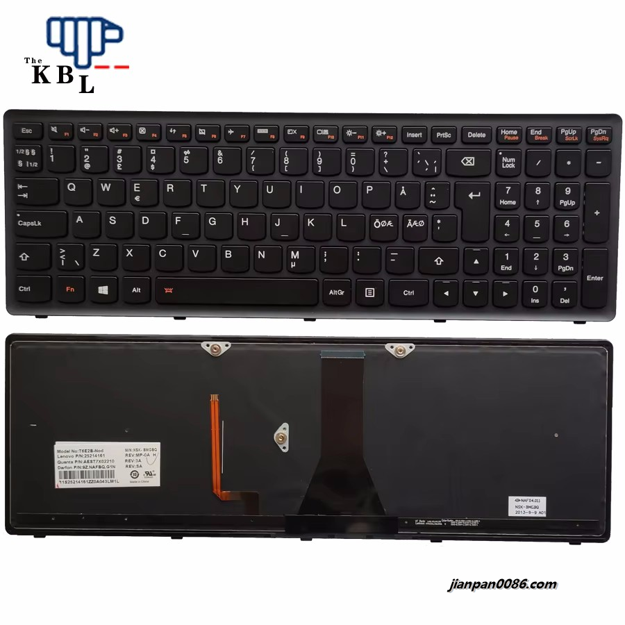 Picture of Original New Northern Europe Language For Lenovo FLEX 15 Black Backlight Laptop PN25214161 11PE53