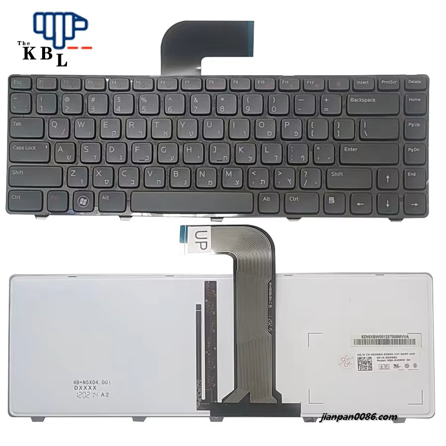 Picture of Original New Hebrew Language For DELL Inspiron 14R N4110 M4110 N5050 Black  Laptop Keyboard NSK-DX0BW 11PTDH3851