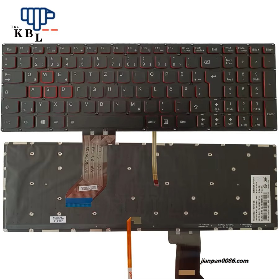 Picture of Original New Germany Language For Lenovo Y700-15ISK Y700-17ISK Backlight Laptop Keyboard SN20H54539 PK130ZF1A 150P11546