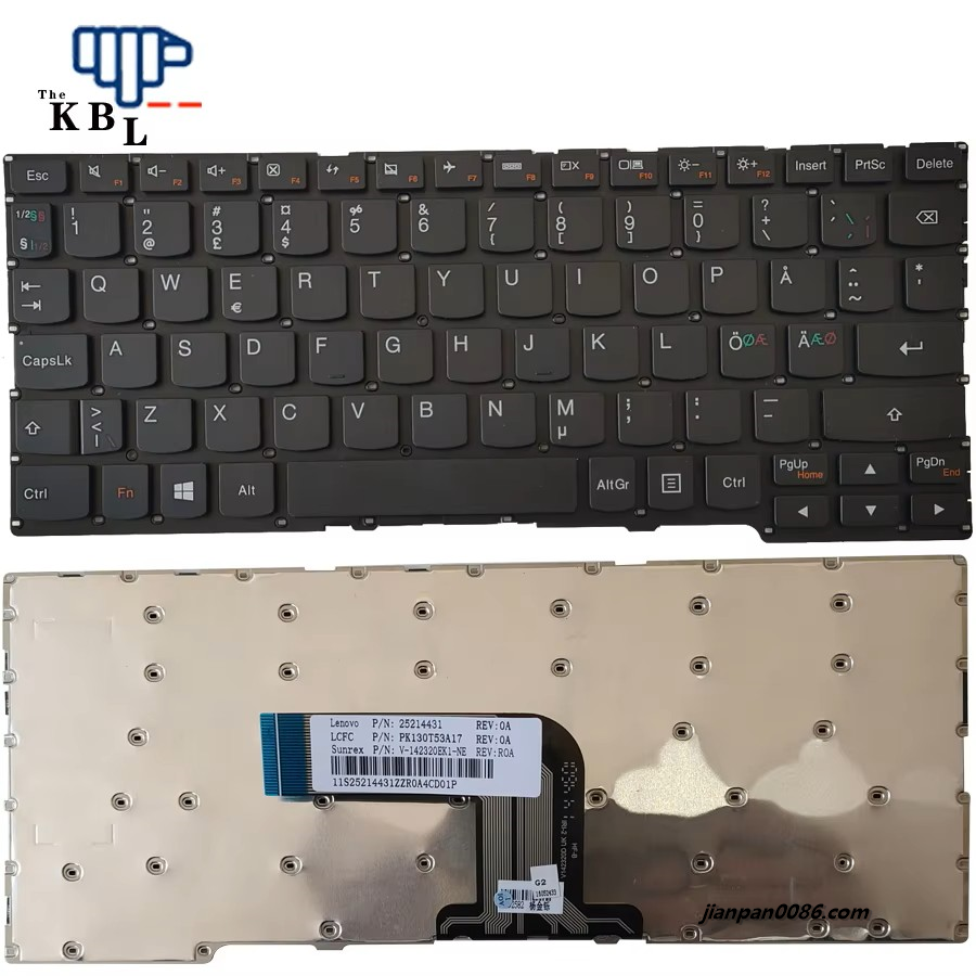 Picture of Original New Northern Europe Language For Lenovo YOGA 2 11 Black Laptop Keyboard PK130T53A17 22PE85