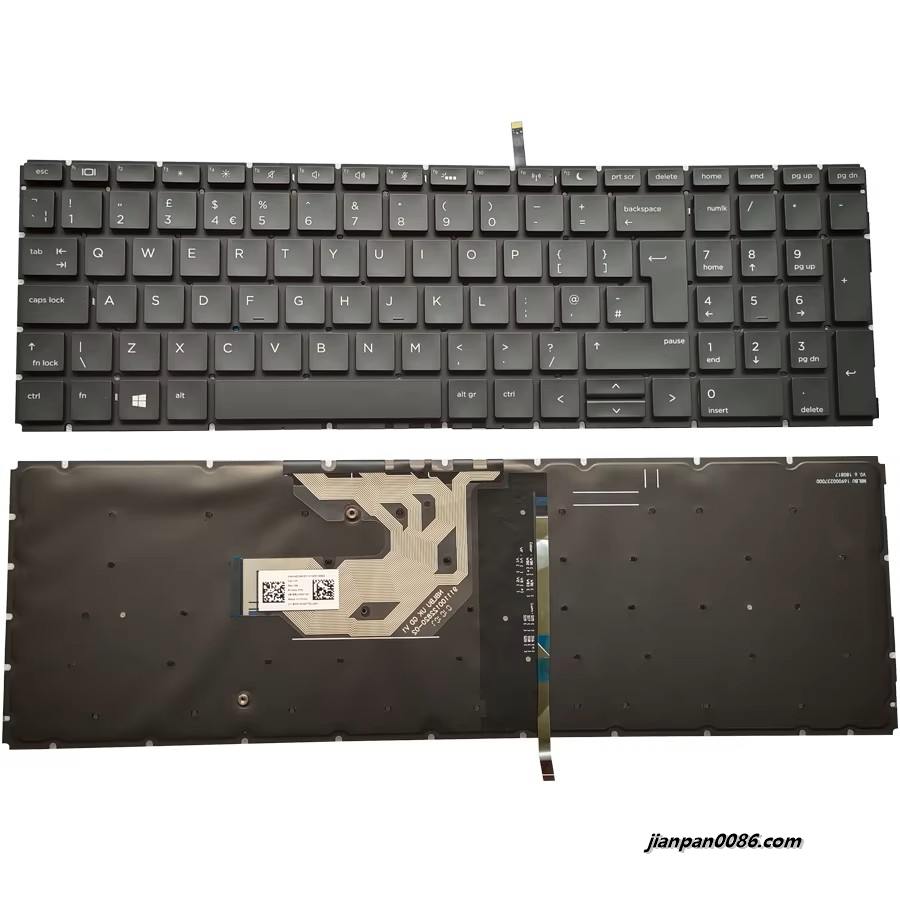 Picture of Original New UK Language For HP ProBook 450 G6 455 G6 455R G6 Backlight Laptop Keyboard  2B-BBU20K100 X8K 700PTDH WZ
