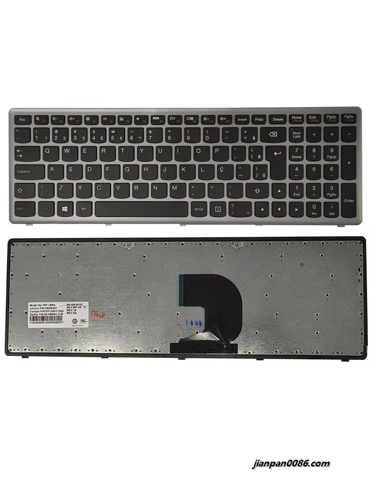 Picture of Original New Brizal Language For Lenovo Z500 Z500A Z500G P500 P500A Silver Laptop Keyboard 25206391 NSK-BF3SC