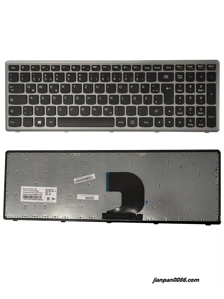 Picture of Original New Germany Language For Lenovo Z500 Z500A Z500G P500 P500A Silver Laptop Keyboard 25206397 NSK-BF3SC