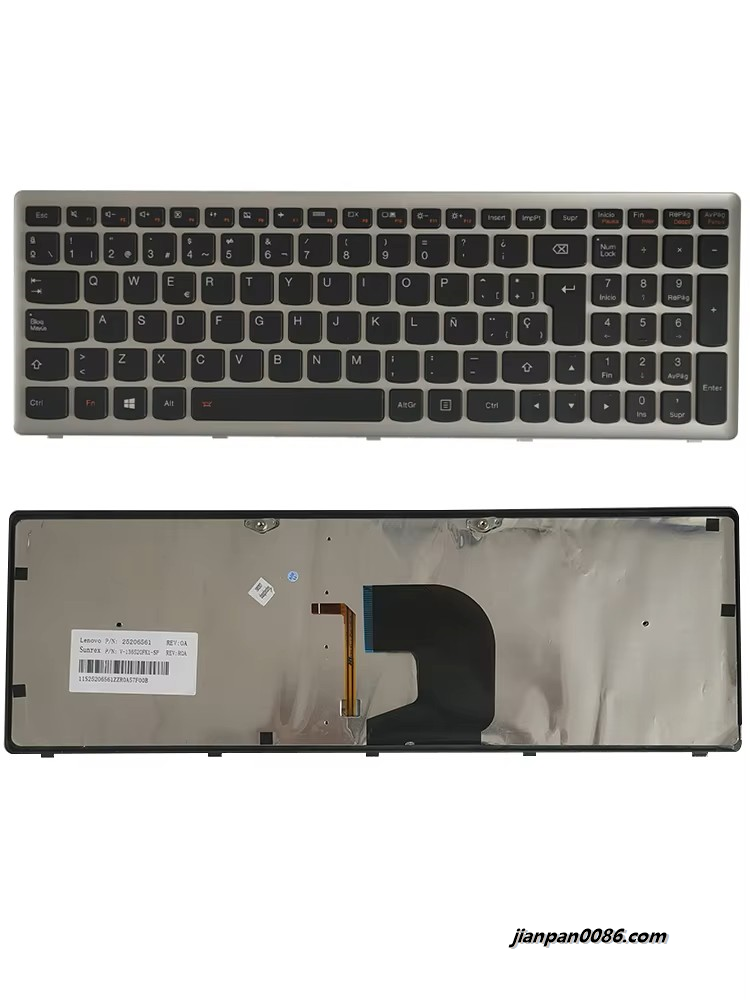 Picture of Original New Spanish Language For Lenovo Ideapad Z500 P500 P500A Black Backlit Laptop Keyboard 25206561 V136520FK