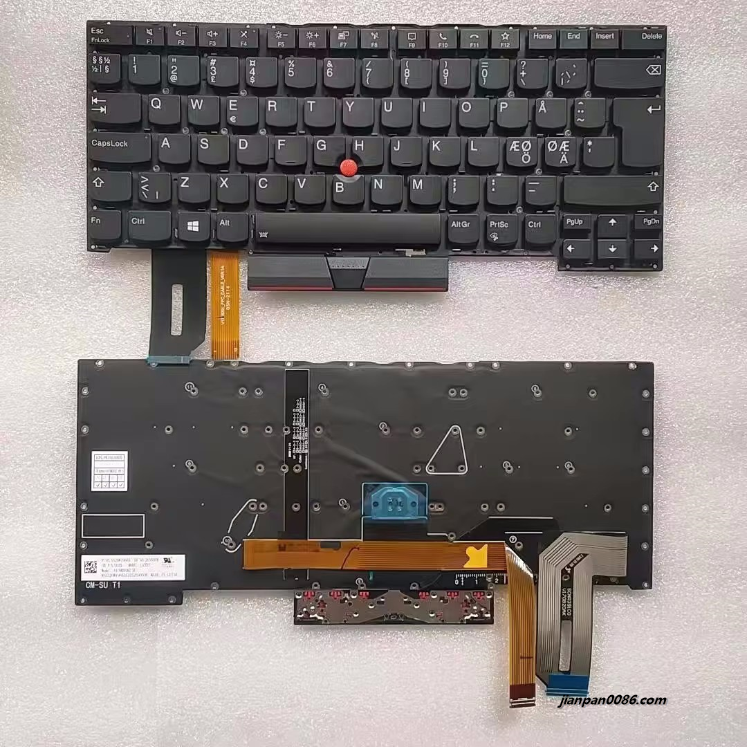 Picture of Original New NE North Europe Layout For Genuine Lenovo Thinkpad T490S Backlight Laptop Keyboard V170820IK2 16751 52TDH5446