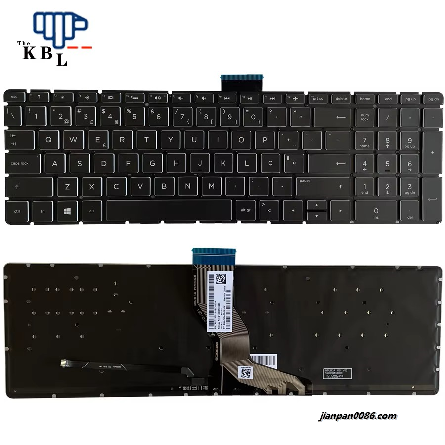 Picture of Original New Portugal Language For HP 15-BS Black Backlight Laptop Keyboard P/N:910300176980 1PE440