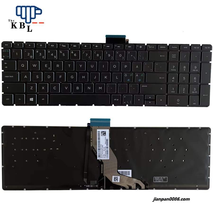 Picture of Original New Northern Europe Language For HP 15-BS Black Backlight Laptop Keyboard P/N:910300176990 1PE440