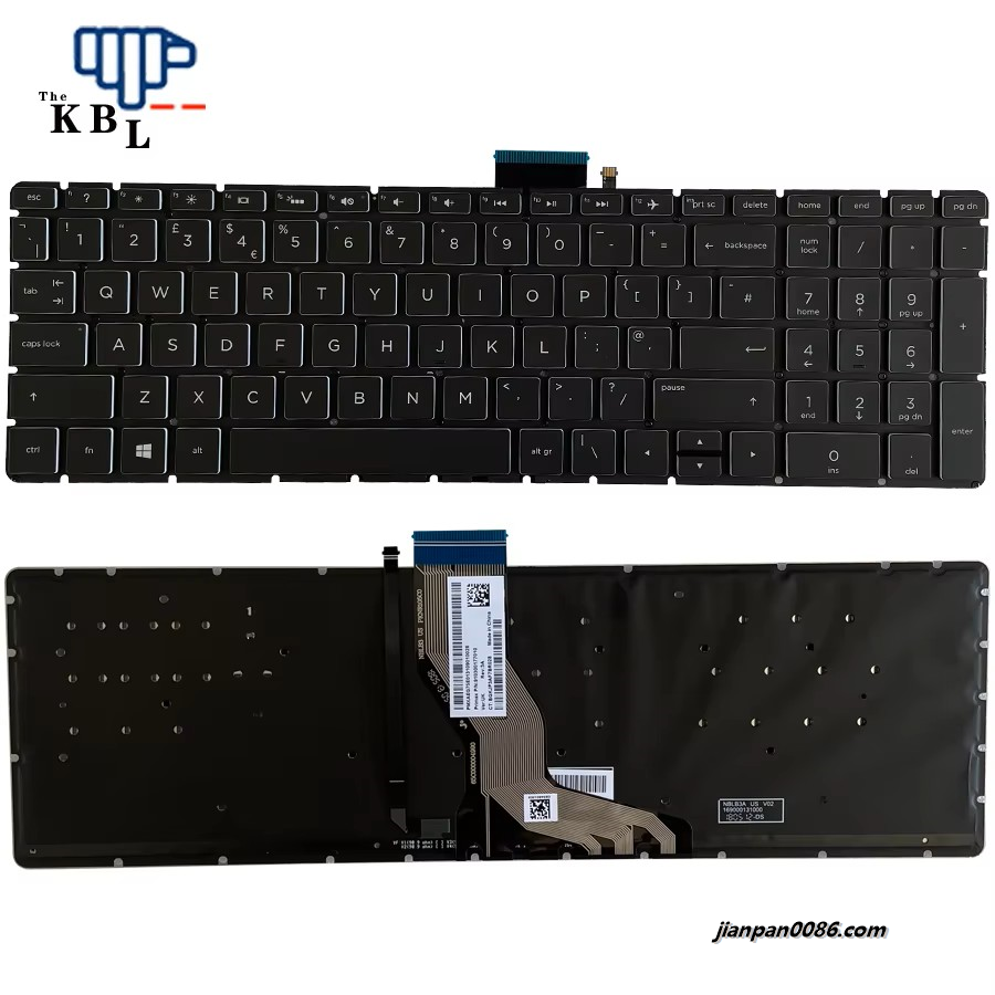 Picture of Original New UK Language For HP 15-BS Black Backlight Laptop Keyboard P/N:910300177010 1PE440