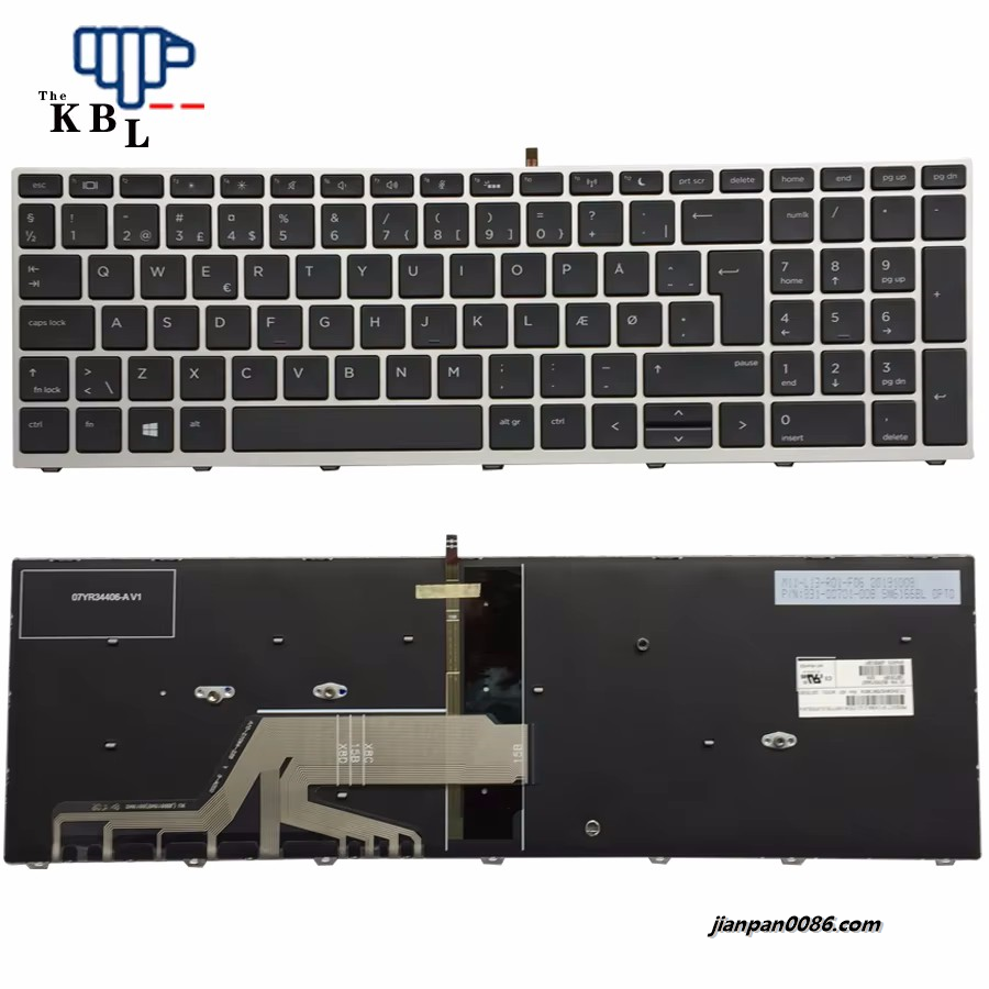 Picture of Original New Denmark Language For HP Probook 450 G5 455 G5 470 G5 Black Backlight Laptop Keyboard SG-87830-2KA 40PE704