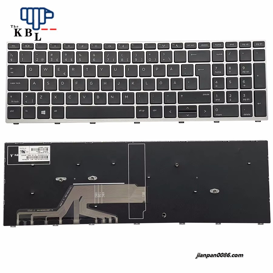 Picture of Original New Sweden/Finland Language For HP Probook 450 G5 455 470 G5 Black Nobacklit Laptop Keyboard (Silver Frame) SG-87820-2SA 