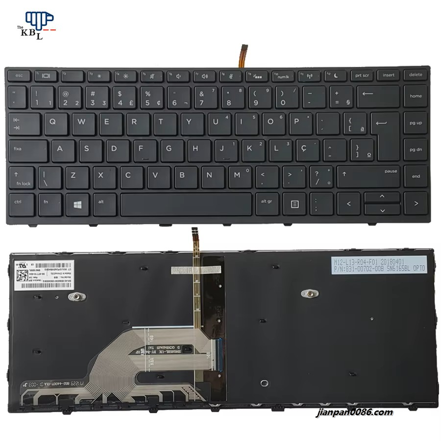 Picture of Original 16669 New Brazil Language For HP Probook 430 440 445 G5 Black Backlit Laptop Keyboard SG-87710-40A SN6165BL E909