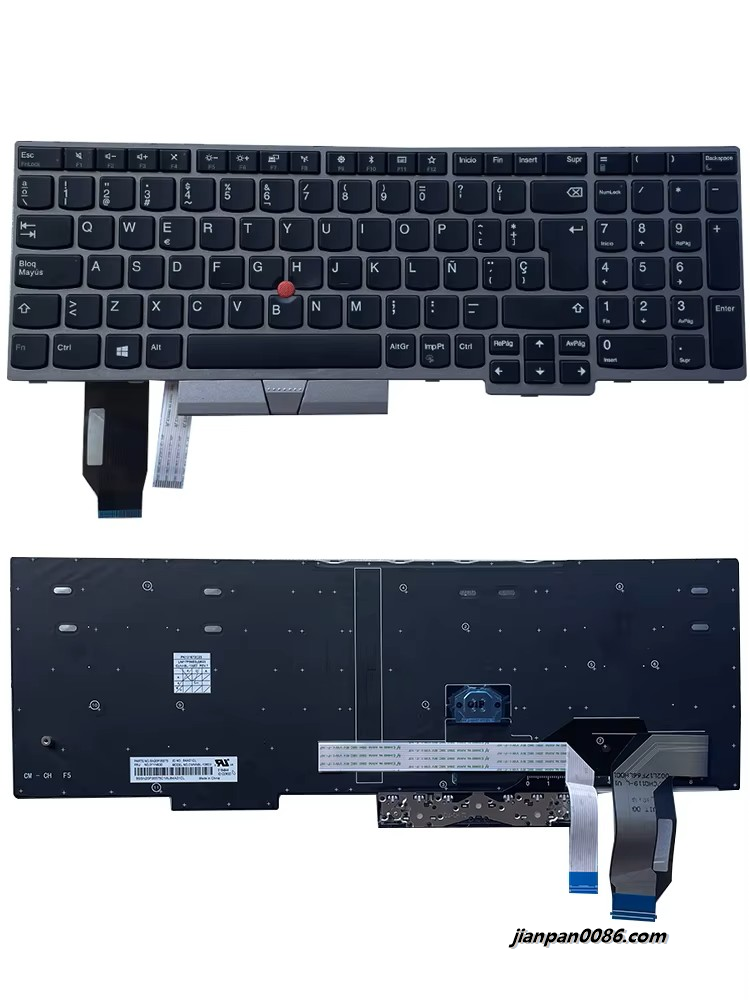 Picture of Original New Spanish Languag For Lenovo ThinkPad E580 E585 E590 E595 T590 P52 P72 P53 P73 Laptop Keyboard (Silver Frame)