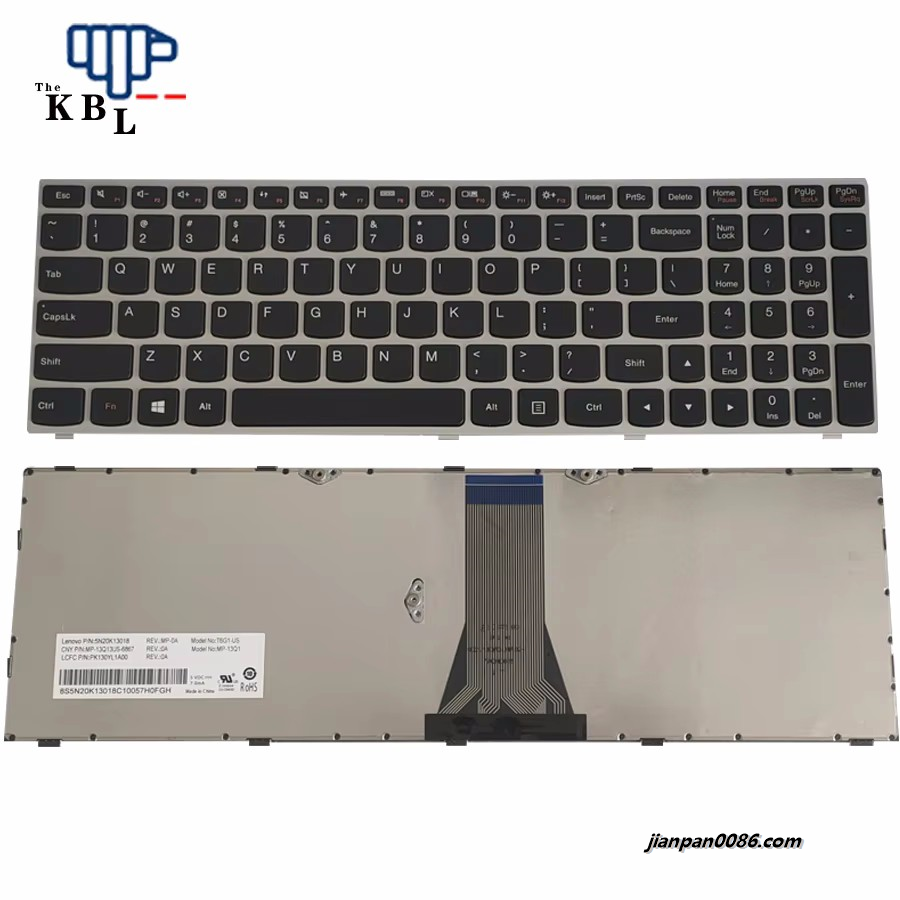 Picture of Original New US Language For Lenovo IdeaPad G50-30 G50-45 G50-70 G50-70m Z50 Z50-70 Z50-75 Silver Frame Laptop Keyboard 25214754 PK1314K1A09