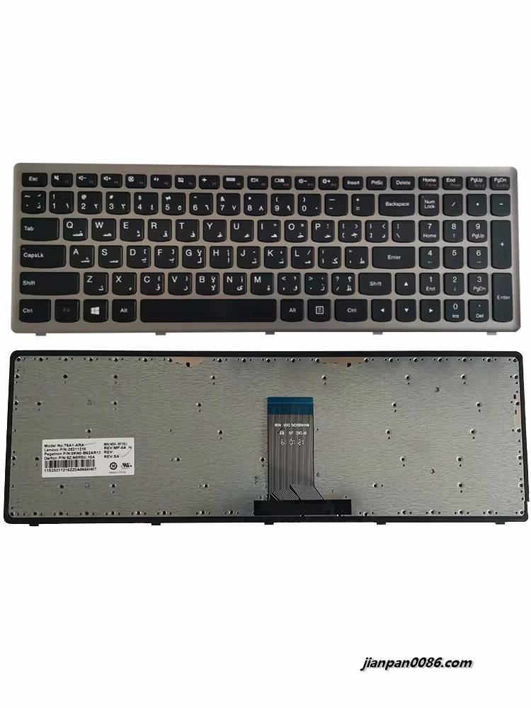 Picture of Original New Arabic Language For Lenovo IdeaPad U510 Z710 Black NoBacklight Laptop Keyboard T6A1-ARA 9Z. N8RSU. 10A PK130SK1A06
