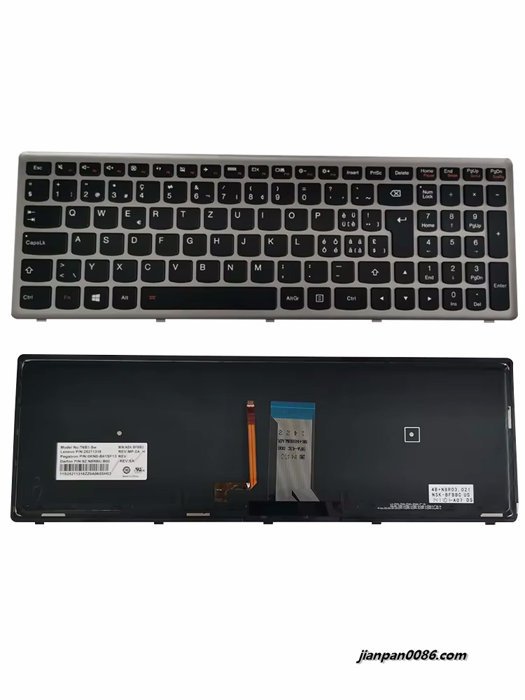 Picture of Original New Swiss Language For Lenovo IdeaPad U510 Z710 Black Backlight Laptop Keyboard T6B1-SW 25211318  9Z. N8RBU.B00