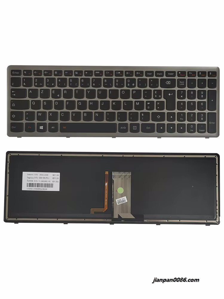 Picture of Original New French Language For Lenovo IdeaPad U510 Z710 Black Backlight Laptop Keyboard  25211316 1PTDH