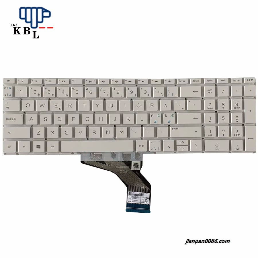 Picture of Original New North Europe Language For HP Pavilion 15-DA 15-DB 15-DW White Laptop Keyboard PN6037B0146536 L20194-HD1  1E605