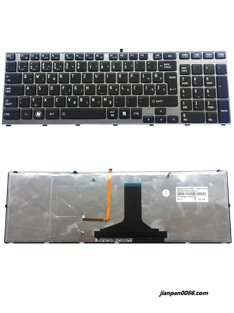 Picture of Original New Yugoslavian YU SL SV Language For Toshiba Qosmio X770 X775 Backlight Laptop Keyboard NSK-TQ2BC PK130IB1A24 