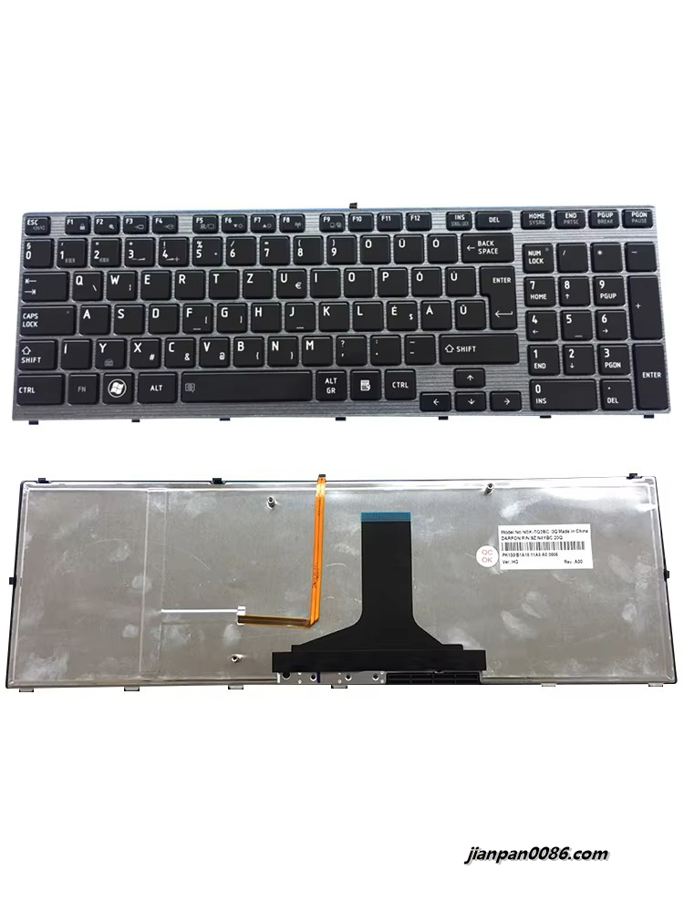 Picture of Original New Hungry Language For Toshiba Qosmio X770 X770-107 X775 X775-Q7272 Backlit Laptop Keyboard NSK-TQ2BC PK130IU1A18
