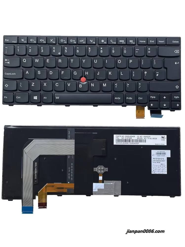 Picture of Original New For Lenovo Thinkpad T460P T470P UK Language Backlit Laptop Keyboard SN20J91938 PK1310A2B12 6PE548