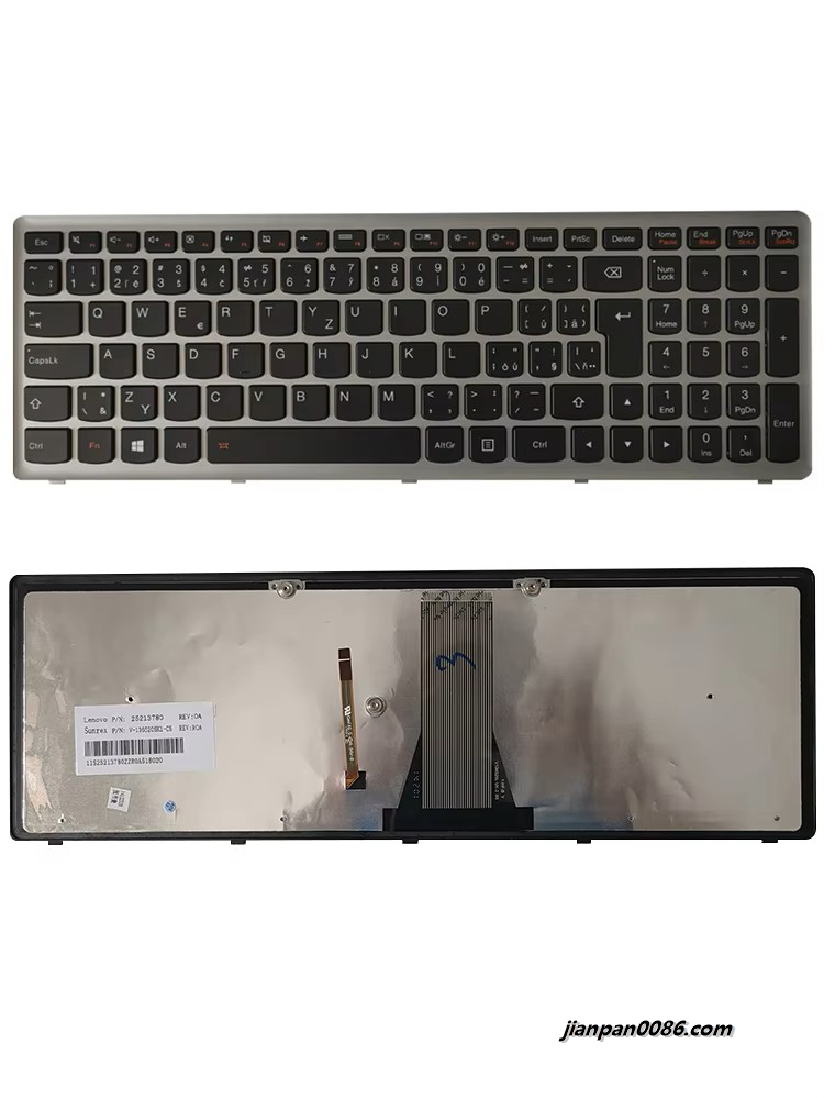 Picture of Original New Backlit Czech Language For Lenovo Ideapad G500S G505S S500 FZ510 Z505 Silver Laptop Keyboard 25213780 V-136520SK1-CS 1P6386