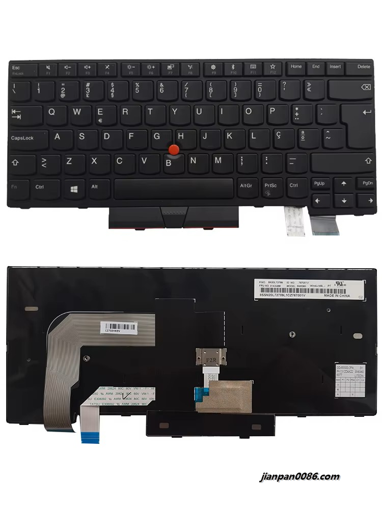 Picture of Original 4480 New Portugal For Lenovo Thinkpad T470 T480 Laptop  Keyboard 01AX468 SN20L72789 PK1312D4A22 SG-85500-2PA 3PTDH1012