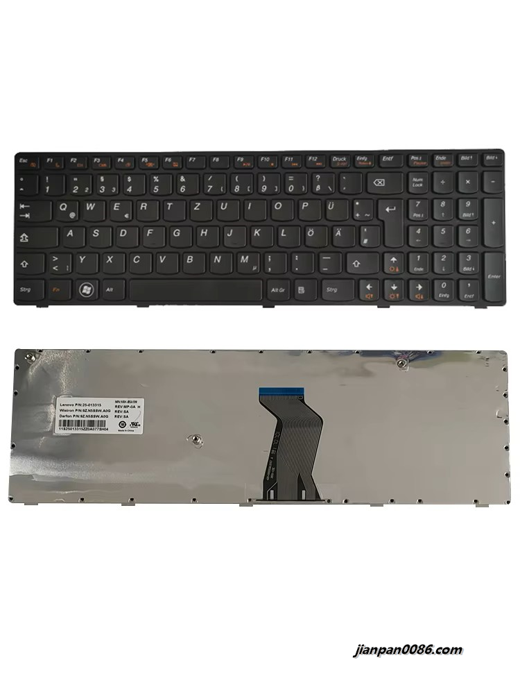 Picture of Original New GR Germany Language For Lenovo Z570 V570 Z575 B570 V580C B590 Laptop Keyboard 25013315 NSK-B5ASW T4G8 1P6416
