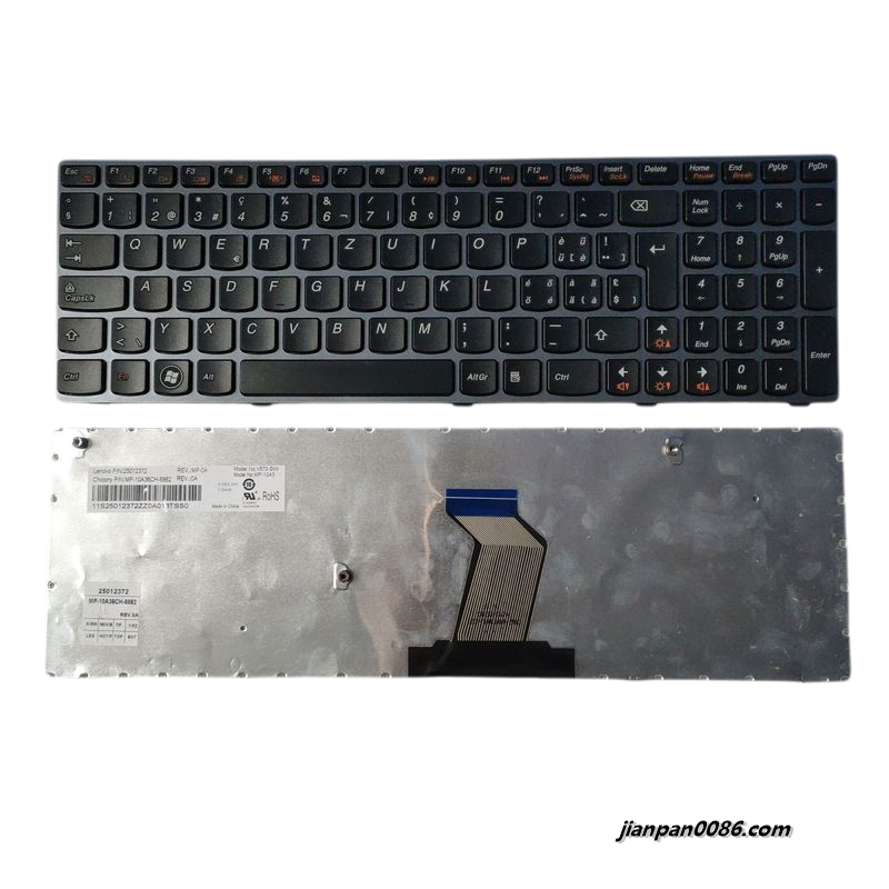 Picture of Original New Swiss Language For Lenovo Ideapad V570 B570 Z570 B570A B575 B590 Grey Laptop Keyboard MP-10A36CH-6862 PN25012372 TDH9084
