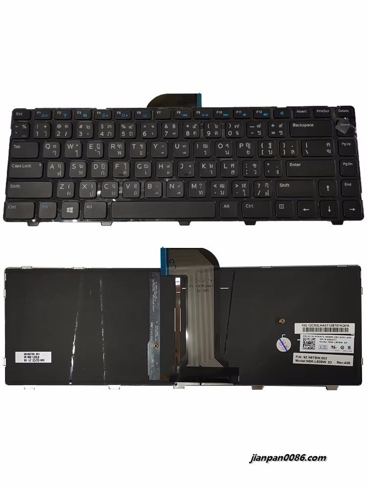 Picture of Original New Thailand TI Language For Dell Inspiron 14 14R 3421 5421 Backlit Laptop Keyboard 5N20N21158704 0GKX71 1P5635