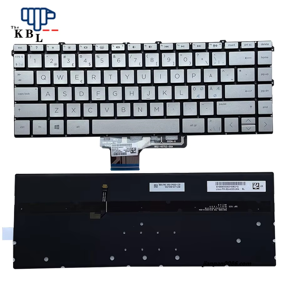 Picture of Original New NE Denmark Language For HP Spectre x360 13-AW Silver Backlight Laptop Keyboard SG-A0320-3MA 2PE647