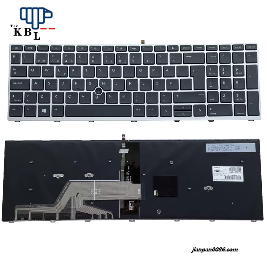 Picture of Original New Norway Language For HP Probook 450 455 470 G5 Black Backlight Laptop Keyboard WIth Point Stick SG-87840-2NA