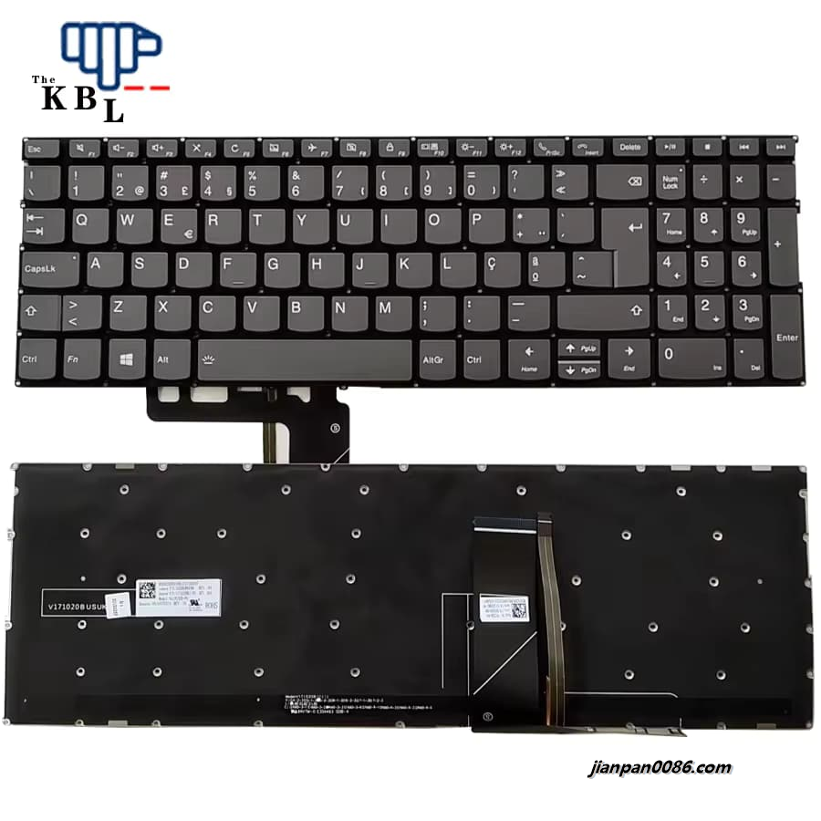 Picture of Original New Portugue Language For Lenovo Yoga C740 C740-15IML ThinkBook 15 IMLXiaoxin 15IIL 2019 2020 Gery Backlight Laptop Keyboard V171020BK2-PO SN20U89199 19PTDH5006