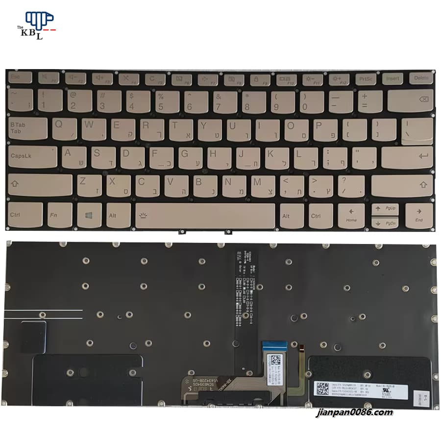 Picture of Original New Hebrew Language For Lenovo Yoga C930 Backlit Gold Laptop Keyboard PD4VB PK1318S3C07 SN20Q88119 V163420CS1 2P5945