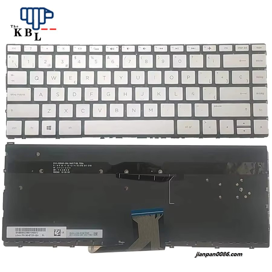 Picture of Original New Spanish Language For HP Spectre x360 13-AC 13-AC00 Silver Backlight Laptop Keyboard SG-87220-XEA TDH4133