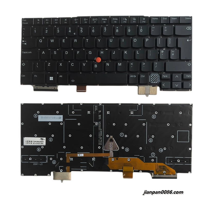 Picture of Original New UK Language For Lenovo Thinkpad X1 Carbon Gen 2024 Black Backlit Laptop Keyboard  PK1332C3B12 SN21K90086 SG-A3420-2BA