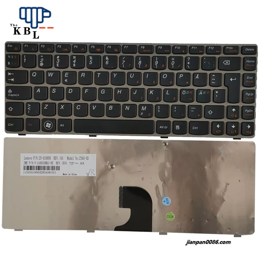 Picture of Oraginal New Nodic Language For Lenovo Z360 G360 Laptop Keyboard 25010695 V-116920BK1